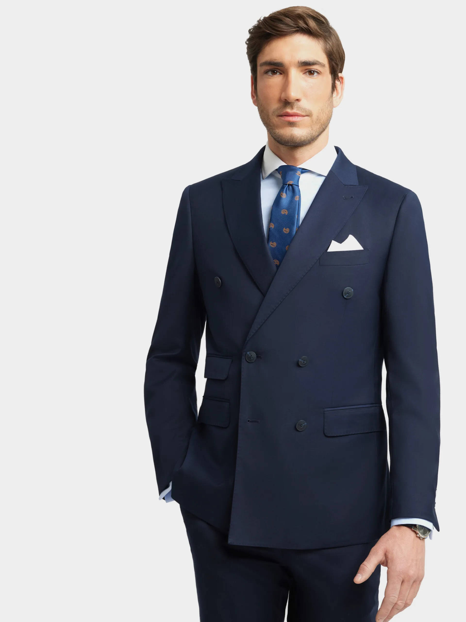 Trajes|Trajes-Alvaro Moreno AMERICANA TWILL CRUZADO Azul Marino