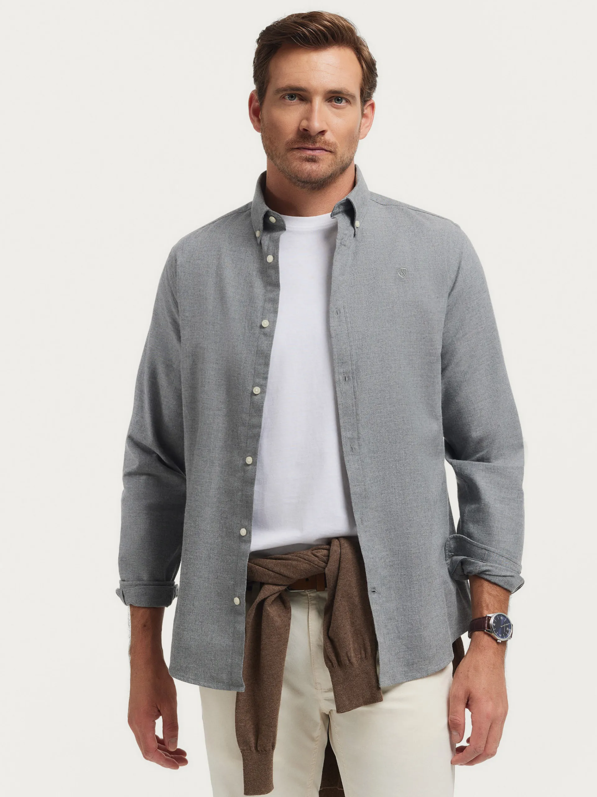 Franela-Alvaro Moreno CAMISA FLANNEL TWILL Gris
