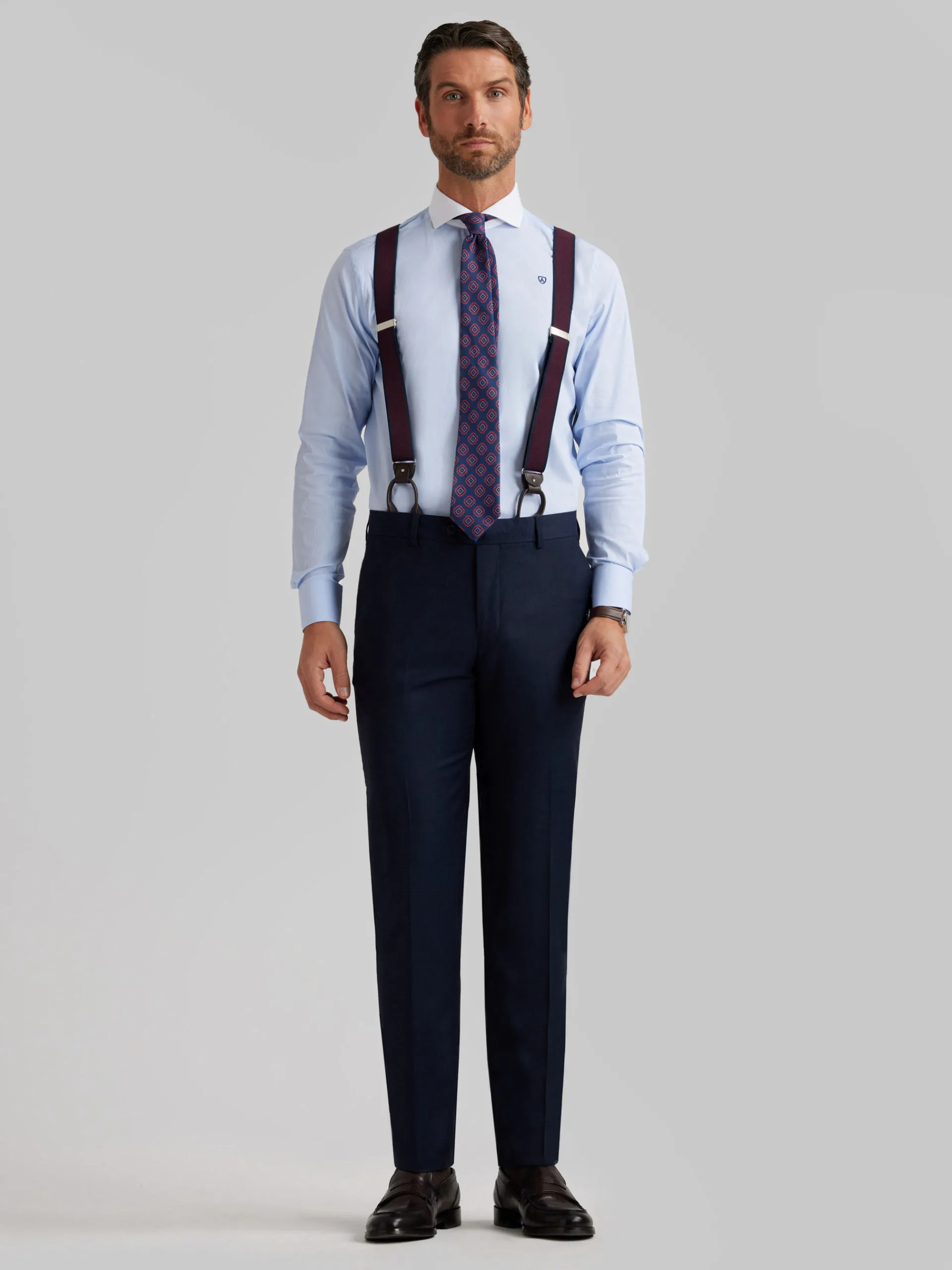 Camisas Vestir|Camisas Vestir-Alvaro Moreno CAMISA MIL RAYAS C. BLANCO Celeste