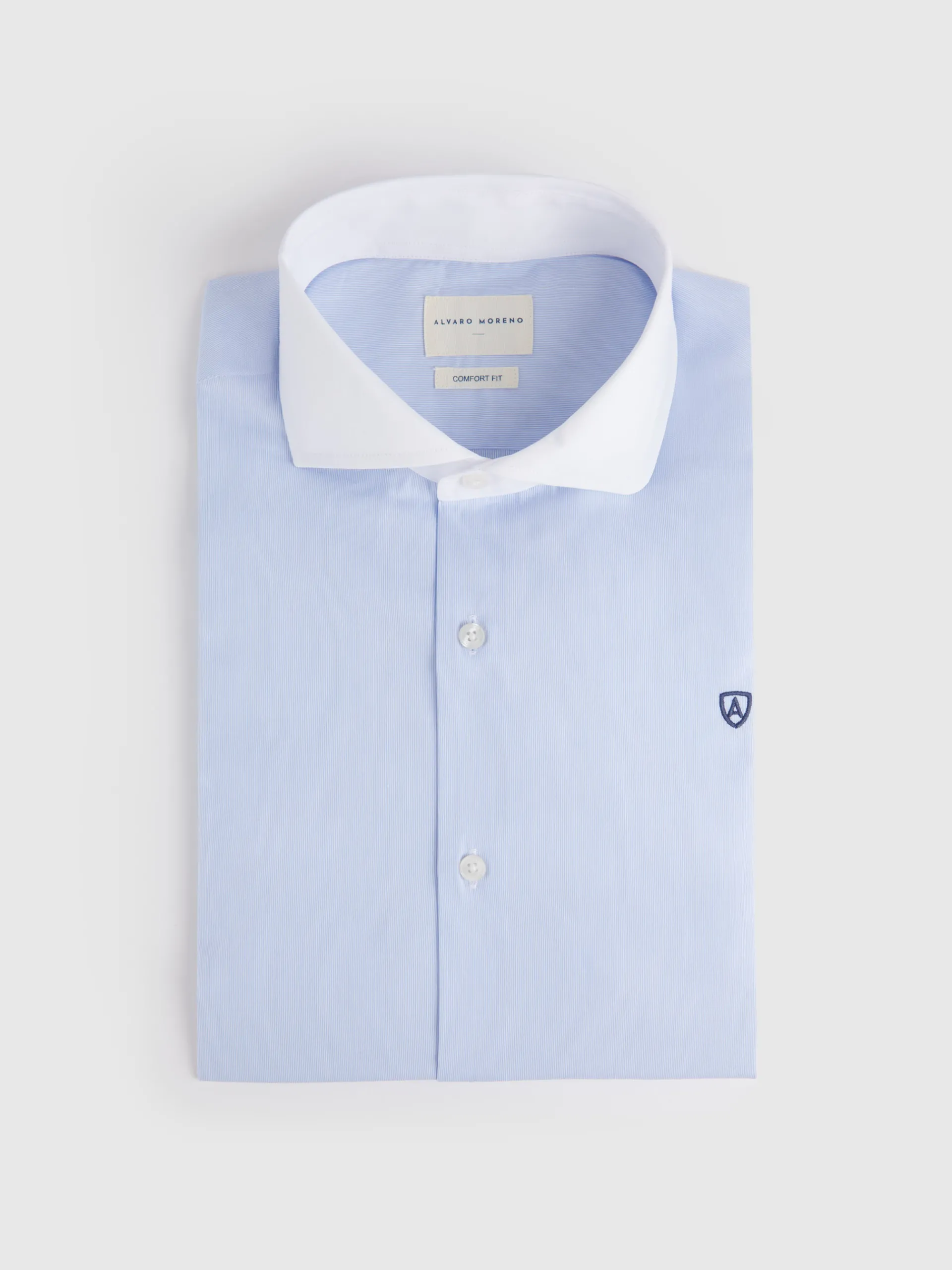 Camisas Vestir|Camisas Vestir-Alvaro Moreno CAMISA MIL RAYAS C. BLANCO Celeste