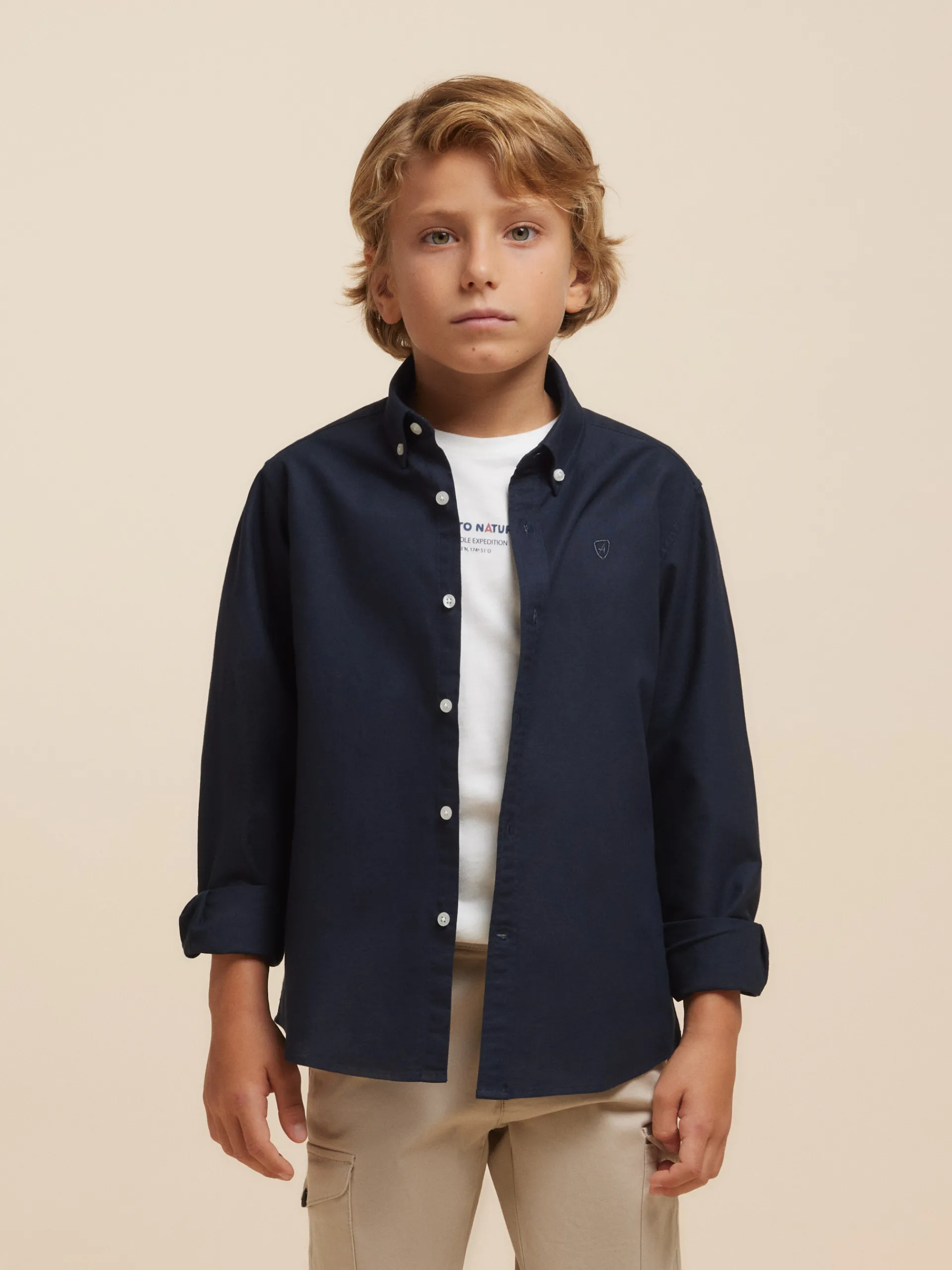 Camisas-Alvaro Moreno CAMISA OXFORD SOLID KIDS Azul Marino