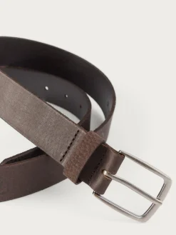 Cinturones-Alvaro Moreno CINTURON LOGO PIEL MARRÓN Marrón