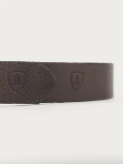 Cinturones-Alvaro Moreno CINTURON LOGO PIEL MARRÓN Marrón