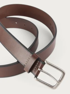 Cinturones-Alvaro Moreno CINTURON PIEL BISEL MARRÓN Marrón