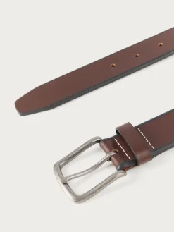 Cinturones-Alvaro Moreno CINTURON PIEL BISEL MARRÓN Marrón