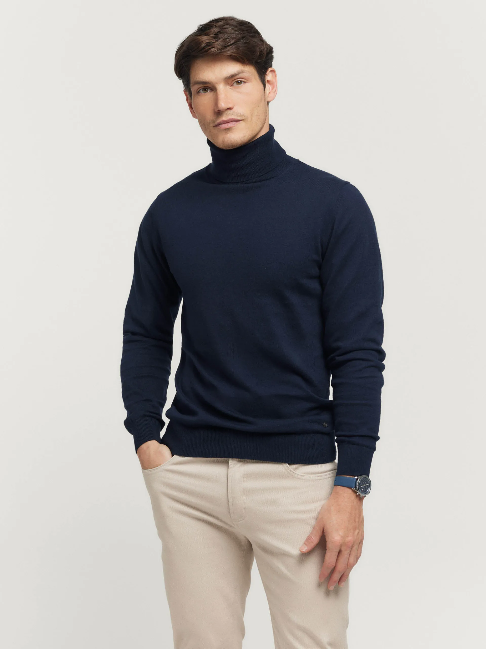 Jerséis-Alvaro Moreno JERSEY ROLL COLLAR Azul Marino