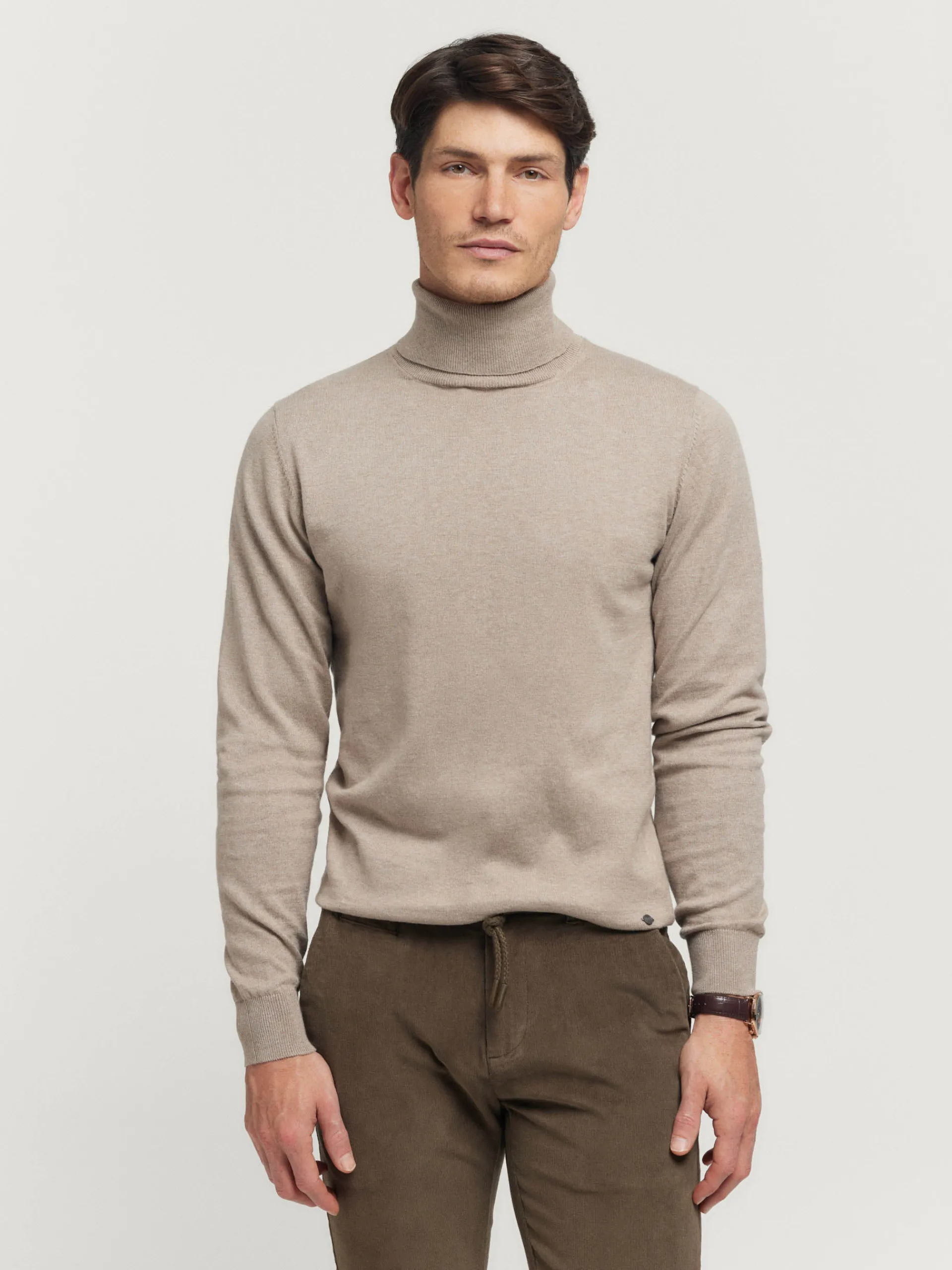 Jerséis-Alvaro Moreno JERSEY ROLL COLLAR Beige