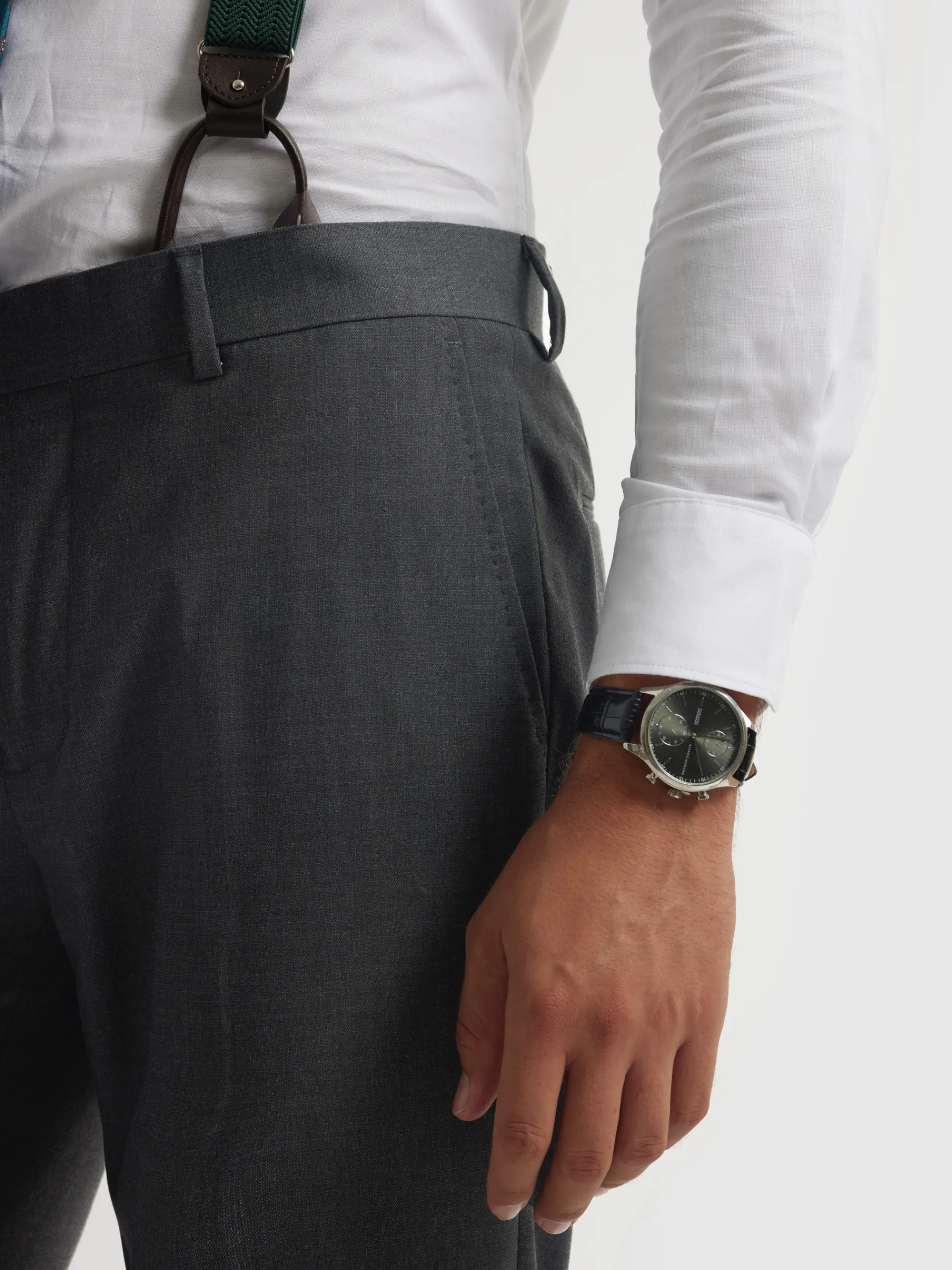 Trajes|Trajes-Alvaro Moreno PANTALON FIL A FIL CRUZADO Gris